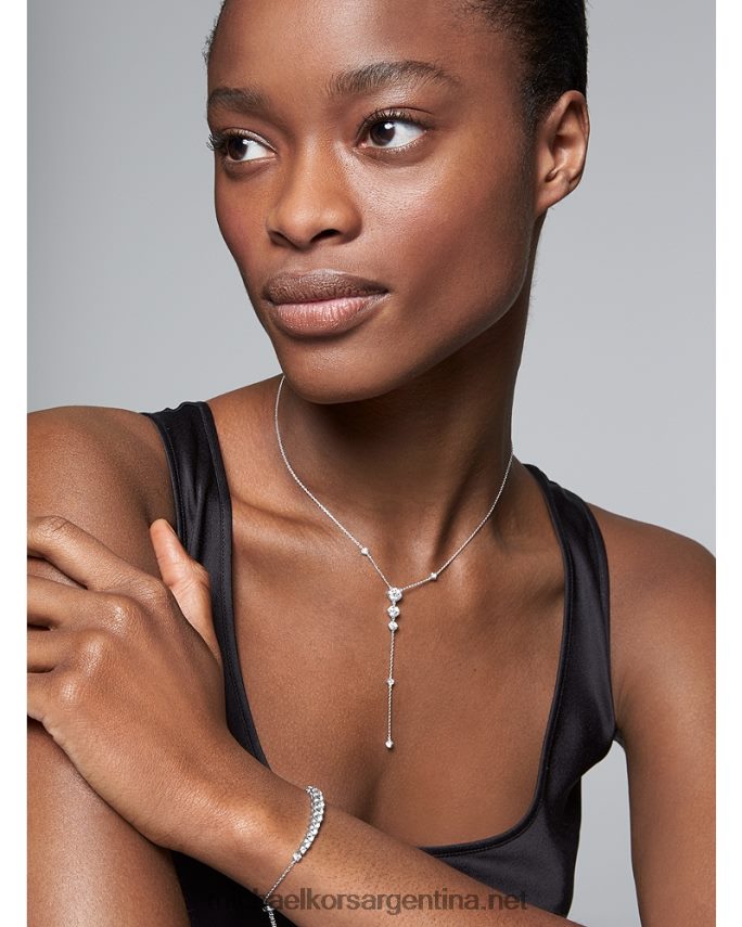 mujer plata collar de lariat con pavé de plata esterlina Michael Kors T46HB02507