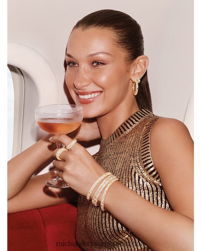 mujer oro brazalete pavé de plata de ley recubierta de metales preciosos Michael Kors T46HB02483