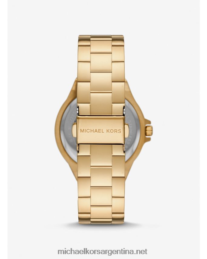 mujer oro conjunto de reloj y pulsera con el logotipo pave de lennox Michael Kors T46HB02464