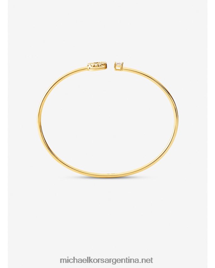 mujer oro pulsera rígida con disco pavé y tachuelas de plata recubierta de metales preciosos Michael Kors T46HB02474