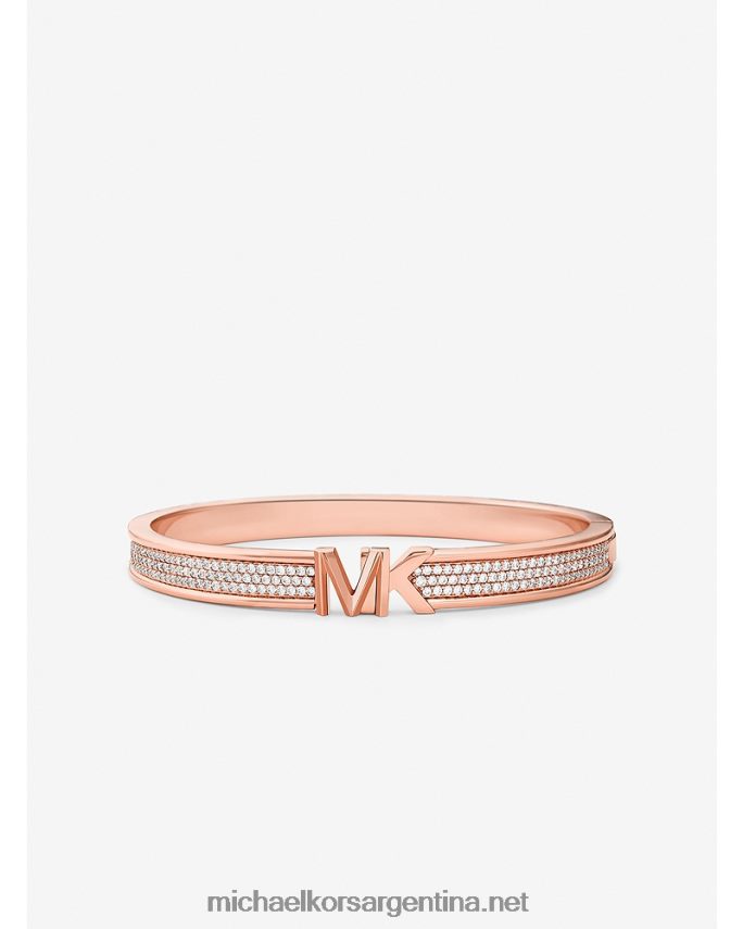 mujer oro rosa Brazalete con logo en pavé de latón chapado en oro rosa de 14k Michael Kors T46HB02475