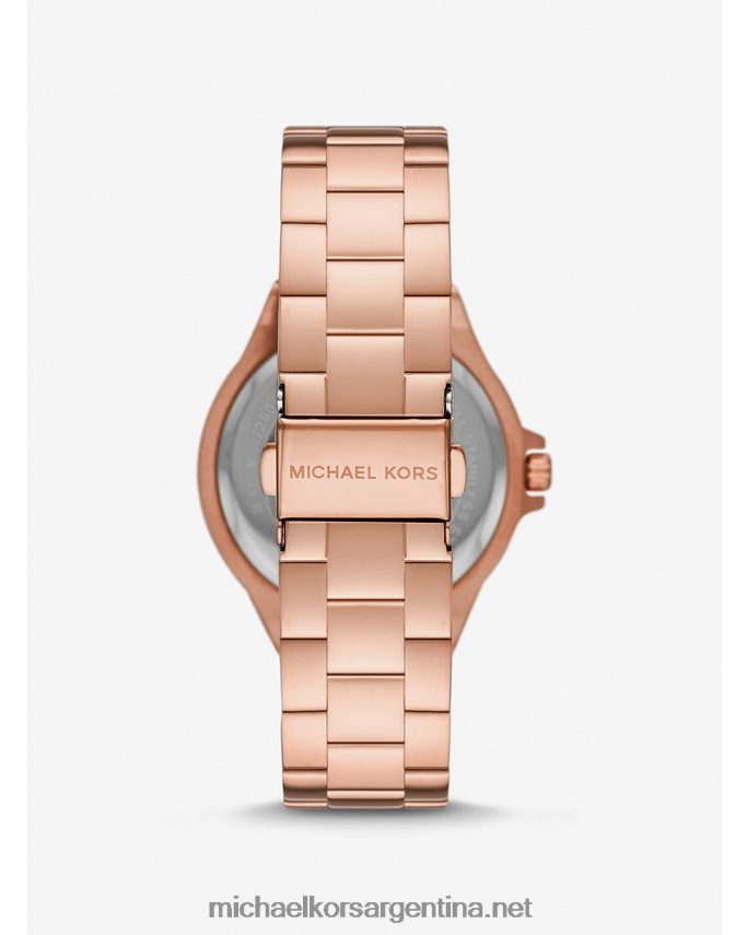 mujer oro rosa conjunto de reloj y pulsera con el logotipo pave de lennox Michael Kors T46HB02463