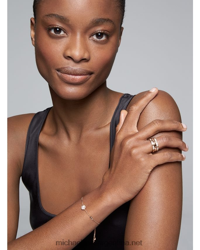 mujer oro rosa pulsera de plata de ley con baño de metales preciosos y halo en pavé Michael Kors T46HB02444