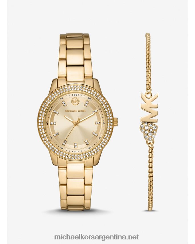 mujer oro set de regalo mini reloj tibbypave y pulsera Michael Kors T46HB02467