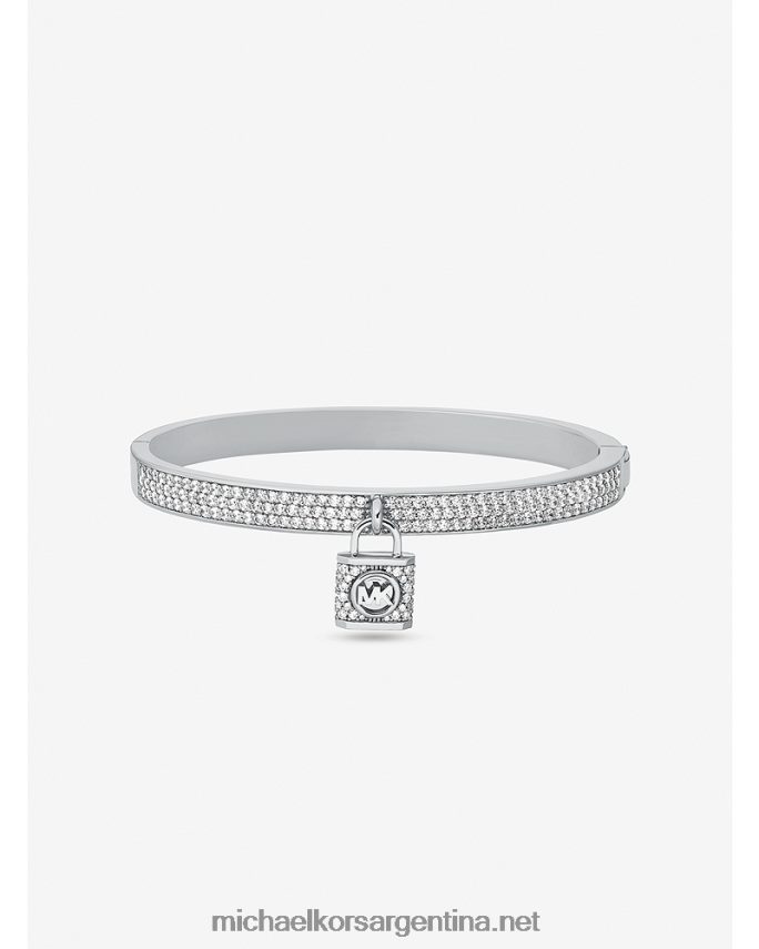 mujer plata brazalete con candado en pavé de latón platinado Michael Kors T46HB02440