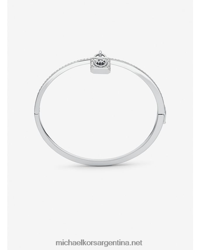 mujer plata brazalete con candado en pavé de latón platinado Michael Kors T46HB02440