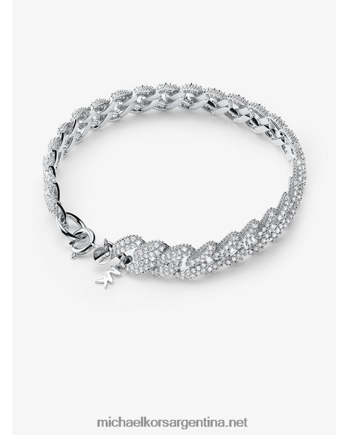 mujer plata pulsera de eslabones curb pavé de plata de ley recubierta de metales preciosos Michael Kors T46HB02452