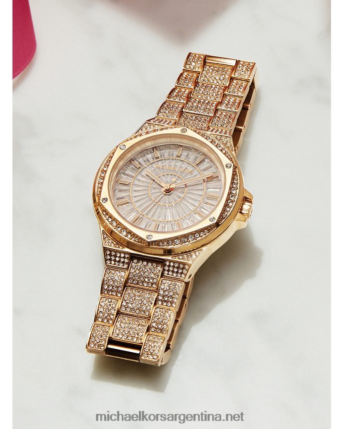 mujer oro reloj pave de lennox de gran tamaño Michael Kors T46HB02403