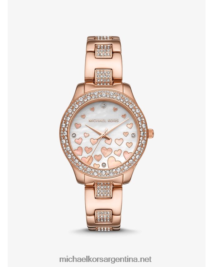 mujer oro rosa reloj mini liliane pavé corazón Michael Kors T46HB02387