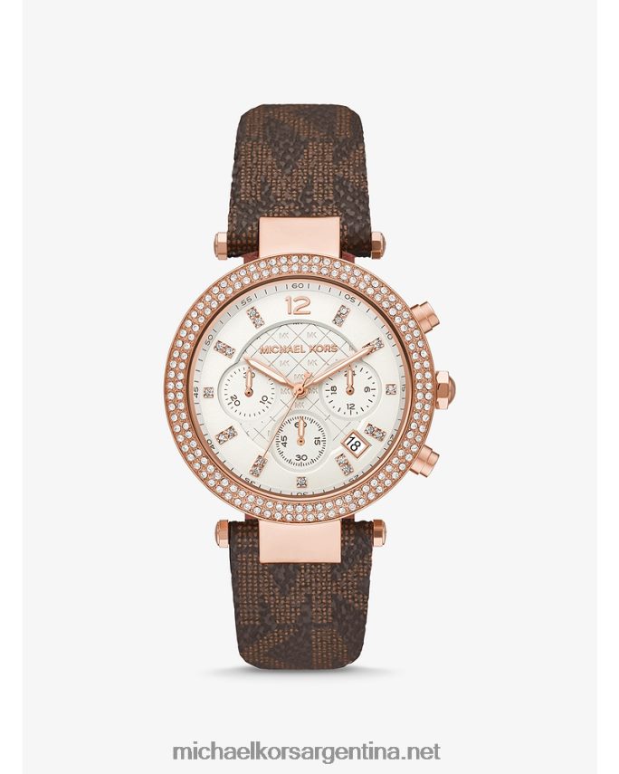 mujer oro rosa reloj parker pave y logo extragrande Michael Kors T46HB02430