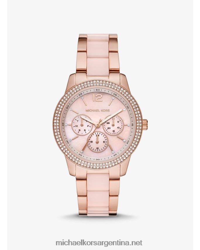 mujer oro rosa reloj tibby pave oversize de acetato color rubor Michael Kors T46HB02388