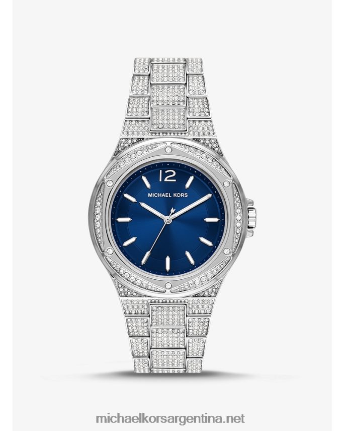mujer plata reloj pave de lennox de gran tamaño Michael Kors T46HB02418