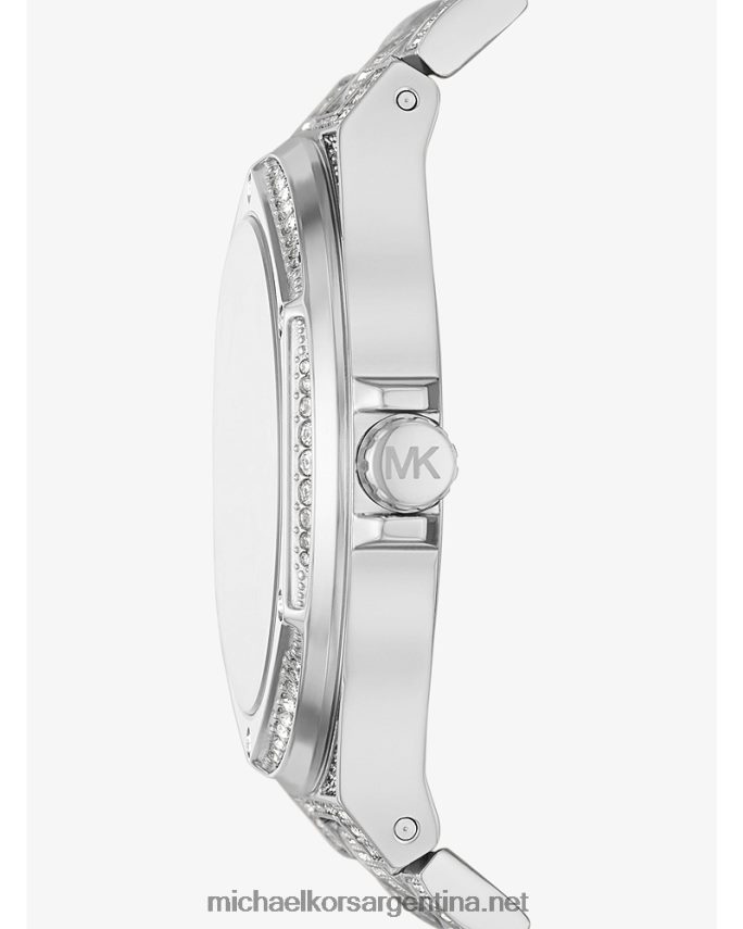 mujer plata reloj pave de lennox de gran tamaño Michael Kors T46HB02418