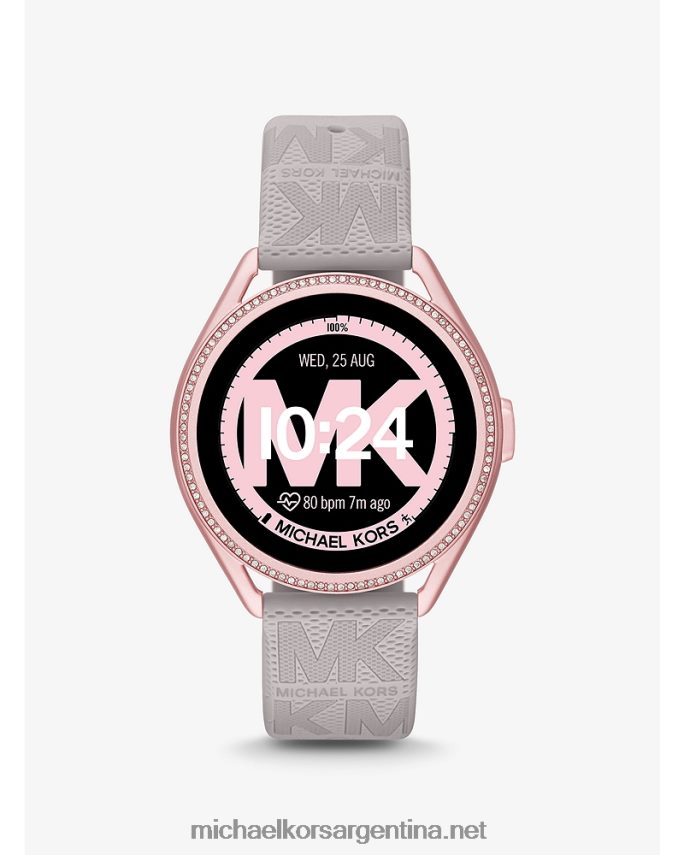 mujer gris access gen 5e mkgo reloj inteligente de goma con logo y tono rosa Michael Kors T46HB02360