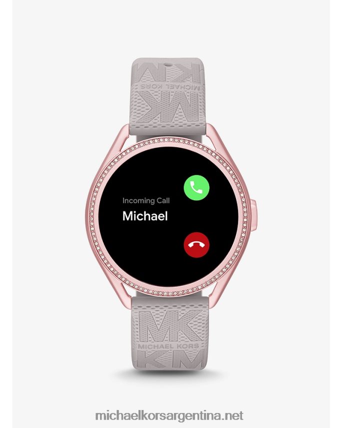 mujer gris access gen 5e mkgo reloj inteligente de goma con logo y tono rosa Michael Kors T46HB02360