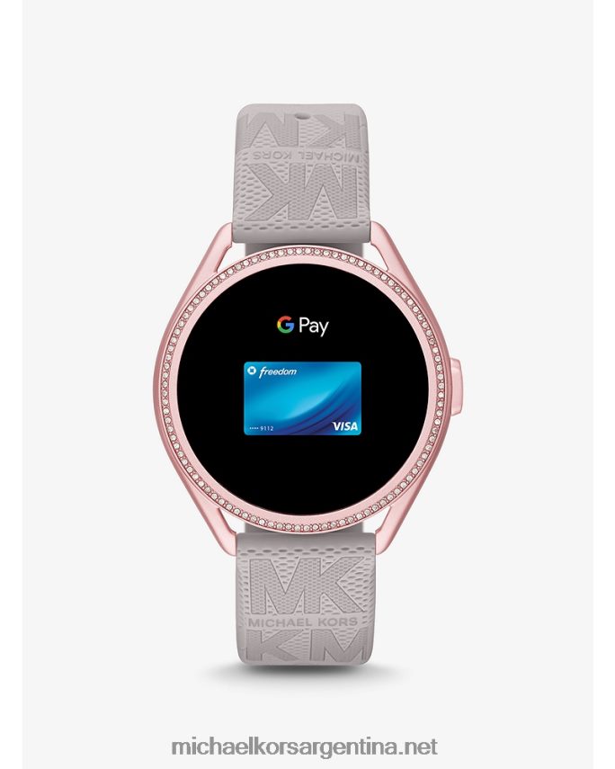mujer gris access gen 5e mkgo reloj inteligente de goma con logo y tono rosa Michael Kors T46HB02360