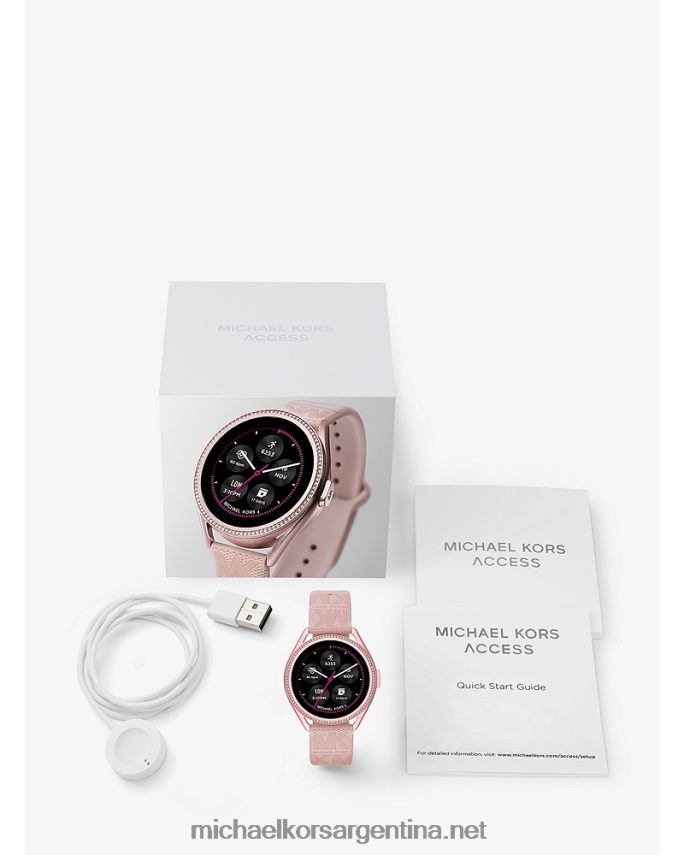 mujer rosa access gen 5e mkgo reloj inteligente de goma con logo y tono rosa Michael Kors T46HB02363
