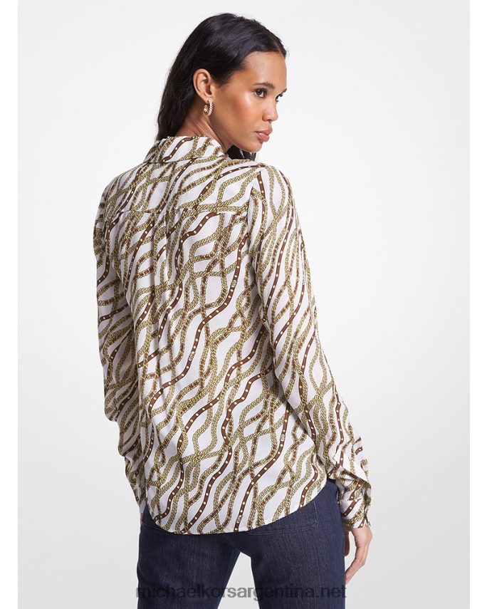 mujer blanco blusa de georgette con estampado de estado Michael Kors T46HB0371
