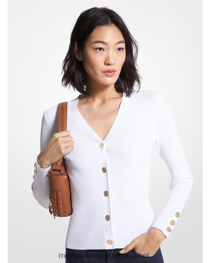 mujer blanco cárdigan de punto elástico de canalé Michael Kors T46HB0400
