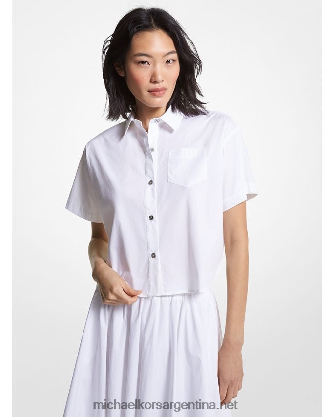 mujer blanco camisa cropped de popelina de algodón orgánico Michael Kors T46HB0378