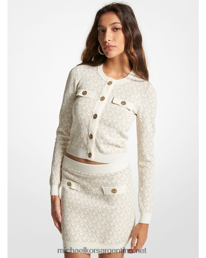mujer hueso cárdigan con logo en jacquard Michael Kors T46HB0418