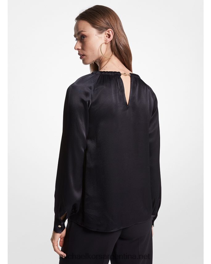 mujer negro blusa con charmeuse y aberturas de eslabones Michael Kors T46HB0397