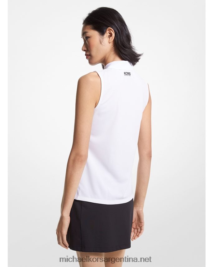 mujer blanco polo sin mangas de piqué con logo de golf Michael Kors T46HB0413
