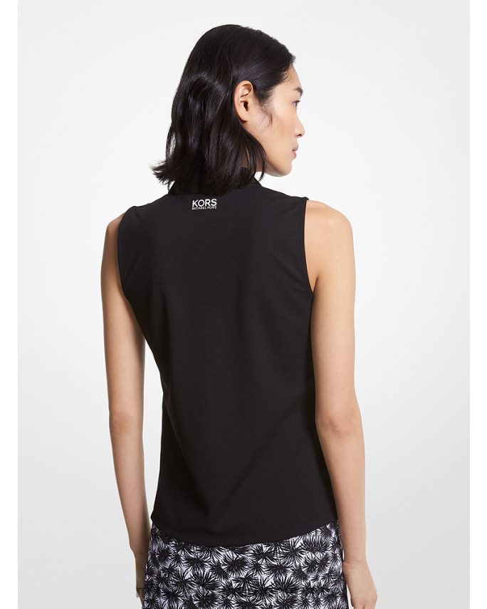 mujer negro polo sin mangas de piqué con logo de golf Michael Kors T46HB0415