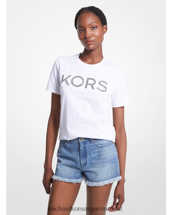 mujer blanco camiseta de algodón orgánico con logo Michael Kors T46HB0394
