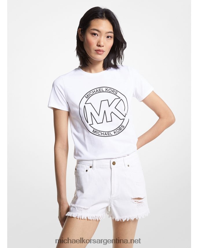 mujer blanco playera con logo estampado Michael Kors T46HB0387