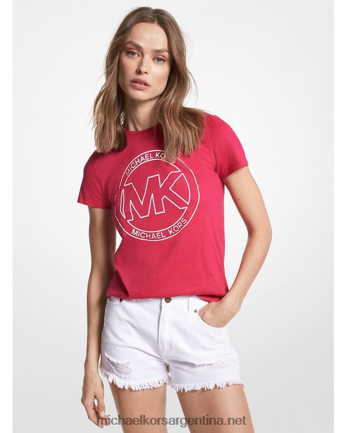 mujer rosa carmín playera con logo estampado Michael Kors T46HB0380
