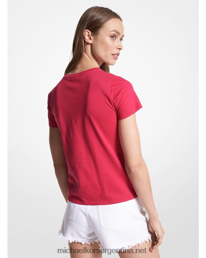 mujer rosa carmín playera con logo estampado Michael Kors T46HB0380