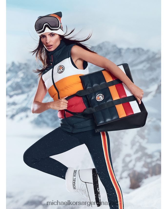 mujer Blanco óptico chaleco de esquí de nailon con bloques de color mk x ellesse vail Michael Kors T46HB0280