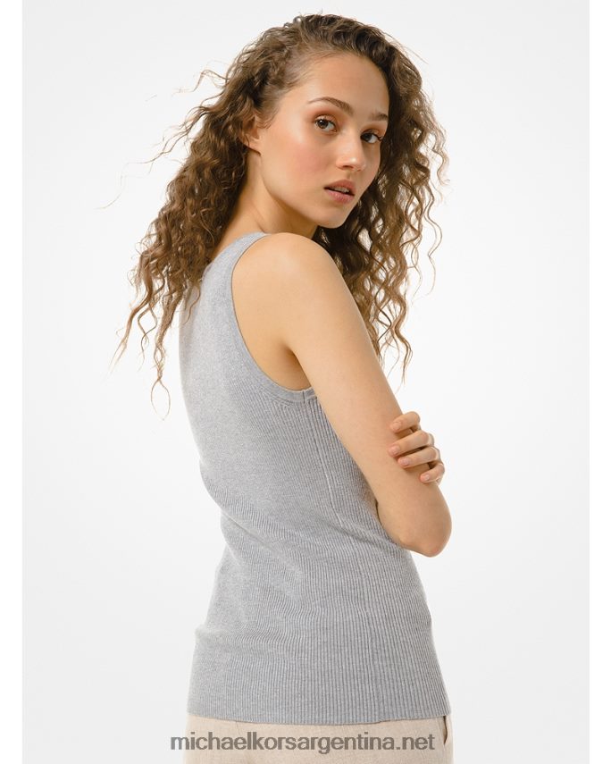 mujer Perla gris camiseta sin mangas de viscosa de canalé Michael Kors T46HB0464