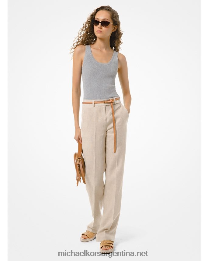 mujer Perla gris camiseta sin mangas de viscosa de canalé Michael Kors T46HB0464