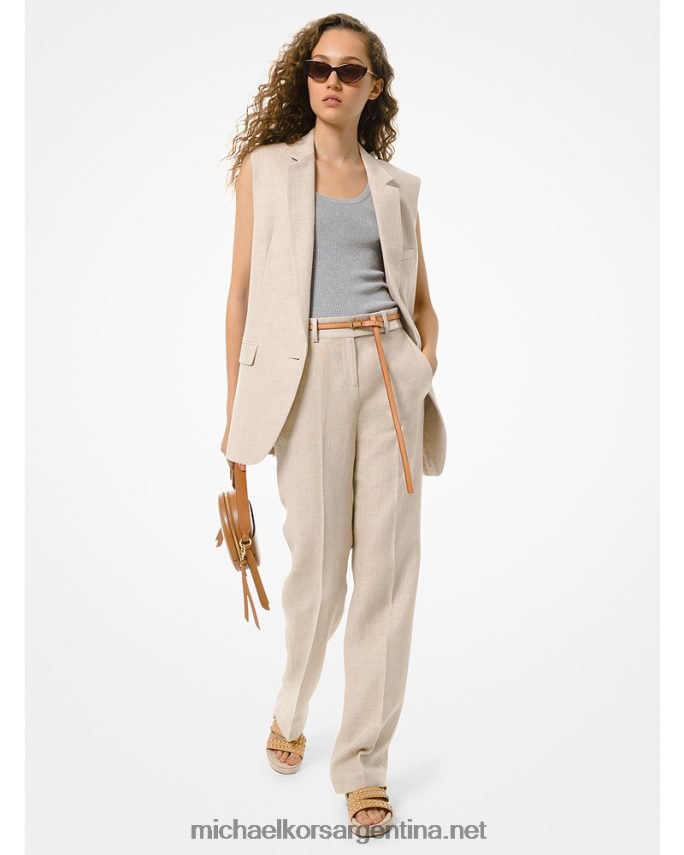 mujer Perla gris camiseta sin mangas de viscosa de canalé Michael Kors T46HB0464