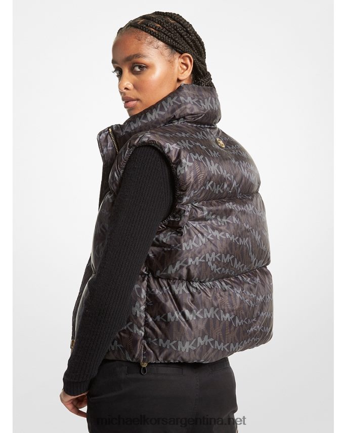 mujer aceituna chaleco acolchado con estampado animal y logo cire Michael Kors T46HB0319