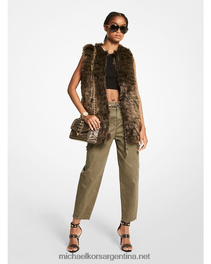 mujer aceituna chaleco de piel sintética con estampado de tigre Michael Kors T46HB0306