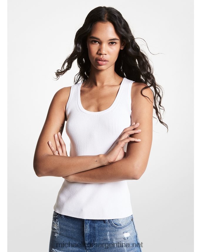 mujer blanco camiseta sin mangas de viscosa de canalé Michael Kors T46HB0467