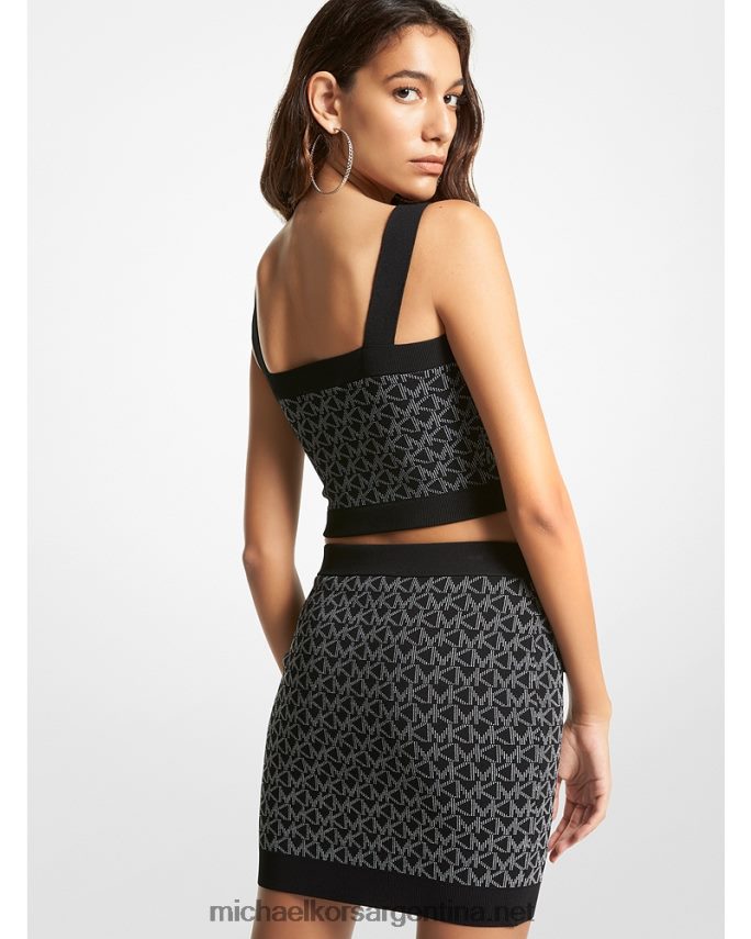 mujer blanco negro camiseta corta sin mangas con logo en jacquard Michael Kors T46HB0481