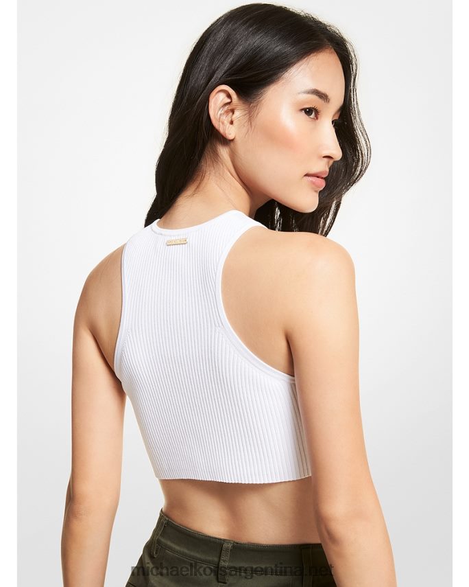 mujer blanco top corto de canalé de viscosa elástica Michael Kors T46HB0455