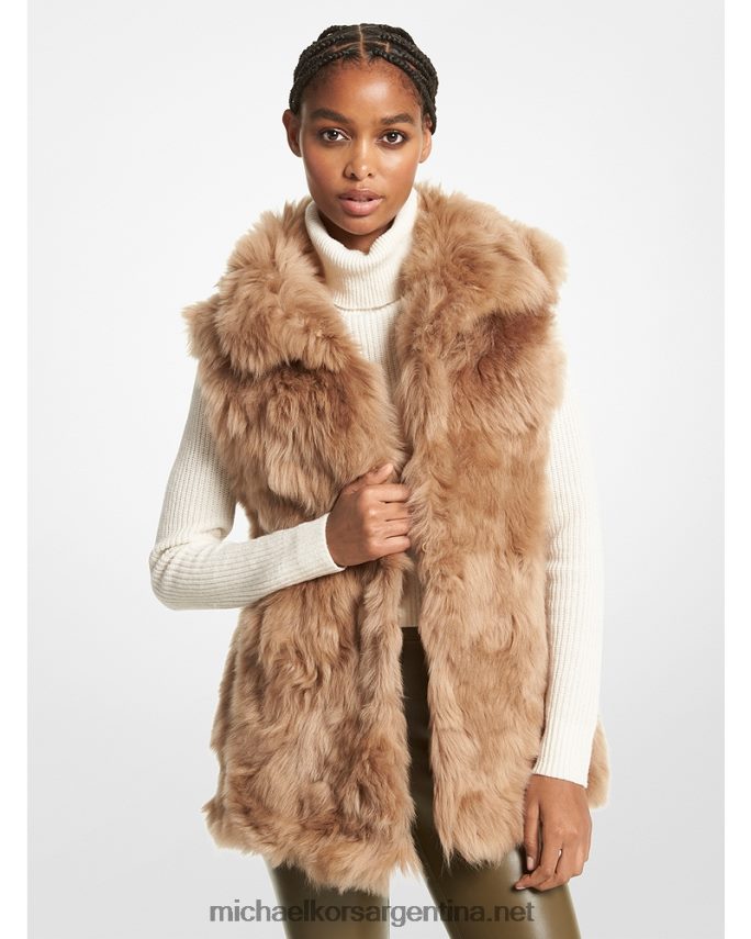 mujer camello oscuro chaleco de piel de oveja Michael Kors T46HB0278