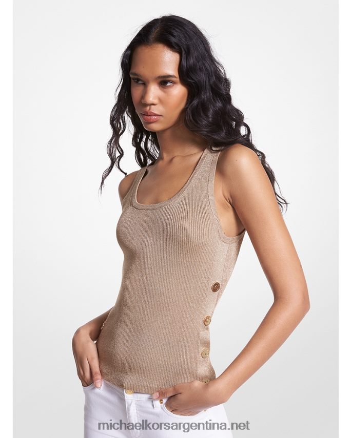 mujer caqui top de punto de canalé metalizado Michael Kors T46HB0376
