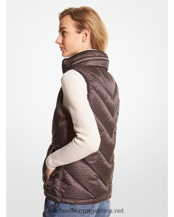 mujer chocolate chaleco acolchado reversible con logo estampado Michael Kors T46HB0290