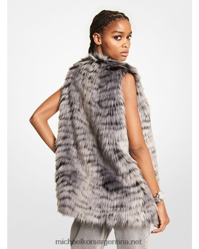 mujer gris malaquita chaleco de piel sintética con estampado de tigre Michael Kors T46HB0308