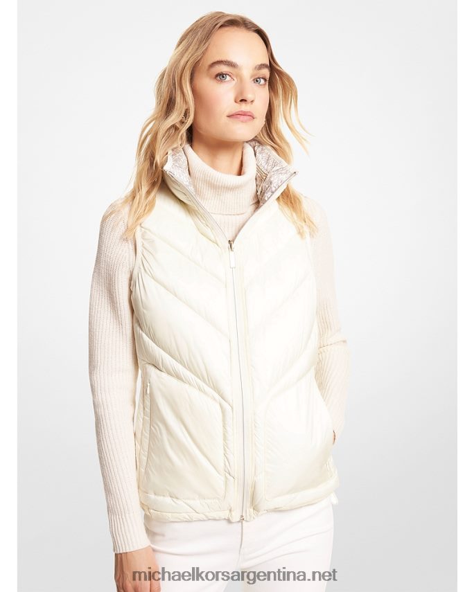 mujer hueso chaleco acolchado reversible con logo estampado Michael Kors T46HB0296