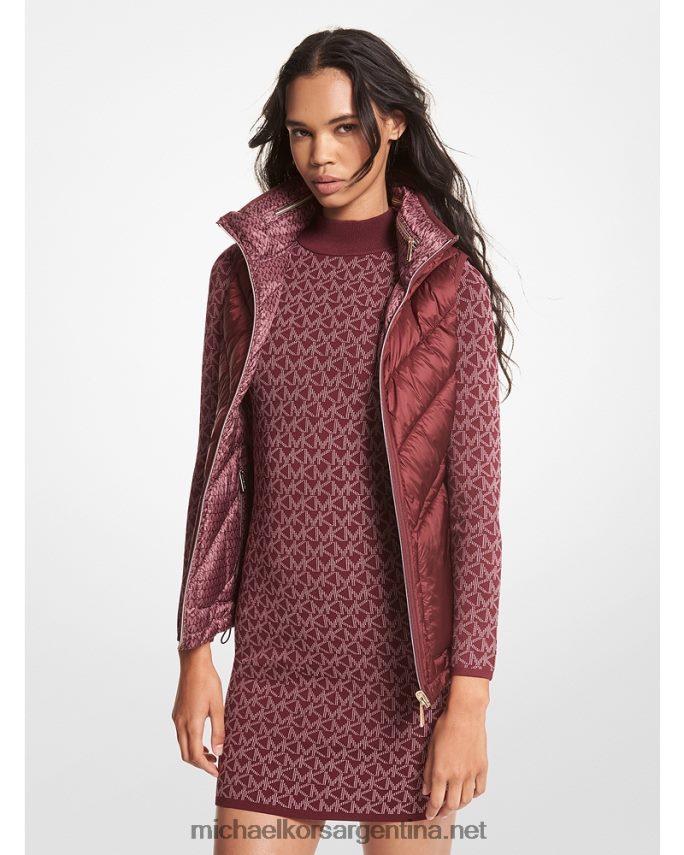 mujer merlot chaleco acolchado reversible con logo estampado Michael Kors T46HB0293