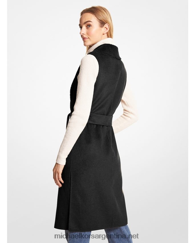 mujer negro chaleco cruzado de mezcla de lana y sherpa Michael Kors T46HB0254