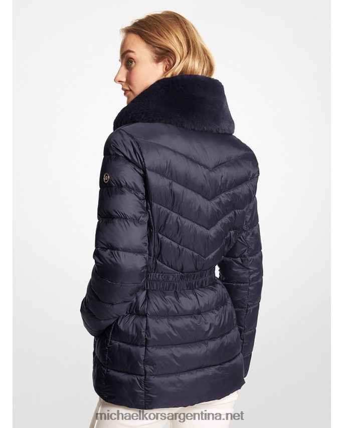 mujer Armada chamarra acolchada plegable de nailon acolchado con ribete de piel sintética Michael Kors T46HB0237