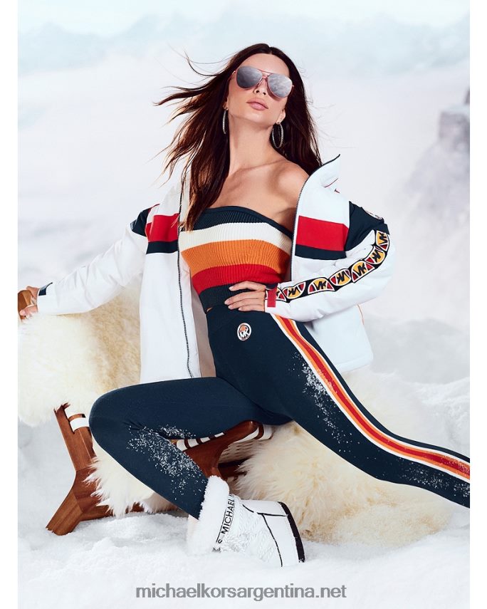 mujer Blanco óptico chaqueta de esquí con capucha mk x ellesse silverton Michael Kors T46HB0273